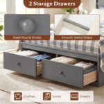Full Size Wooden Platform Bed Frame with Storage Drawers - Image 5