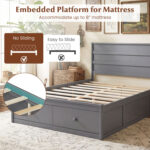 Full Size Wooden Platform Bed Frame with Storage Drawers - Image 7