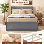Full Size Wooden Platform Bed Frame with Storage Drawers - Image 8
