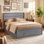 Full Size Wooden Platform Bed Frame with Storage Drawers - Image 10