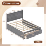 Full Size Wooden Platform Bed Frame with Storage Drawers - Image 4