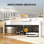 Wooden Platform Bed with Headboard and Wood Slat Support White - Image 8