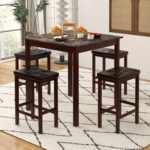 5-Piece Bar Table Set Counter-Height Dining Table and 4 Bar Stools - Image 2