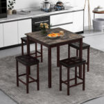 5-Piece Bar Table Set Counter-Height Dining Table and 4 Bar Stools - Image 3