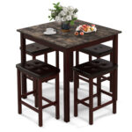 5-Piece Bar Table Set Counter-Height Dining Table and 4 Bar Stools - Image 4