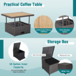 7 Pieces Wicker Outdoor Furniture Set with Acacia Wood Coffee Table and Ottoman - Image 9