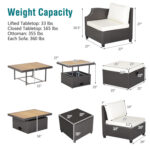 7 Pieces Wicker Outdoor Furniture Set with Acacia Wood Coffee Table and Ottoman - Image 5