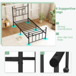 Full/Queen/Twin Size Heavy-duty Metal Bed Frame with Headboard - Image 5