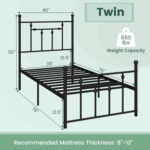 Full/Queen/Twin Size Heavy-duty Metal Bed Frame with Headboard - Image 4