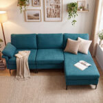 L-Shaped Sectional Sofa Convertible 4-Seater Modular Couch with 2 3-Hole Outlets and 4 USB Ports - Image 6