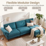 L-Shaped Sectional Sofa Convertible 4-Seater Modular Couch with 2 3-Hole Outlets and 4 USB Ports - Image 7