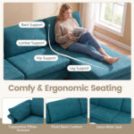 L-Shaped Sectional Sofa Convertible 4-Seater Modular Couch with 2 3-Hole Outlets and 4 USB Ports - Image 8