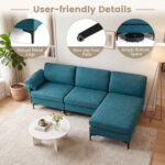L-Shaped Sectional Sofa Convertible 4-Seater Modular Couch with 2 3-Hole Outlets and 4 USB Ports - Image 11