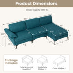 L-Shaped Sectional Sofa Convertible 4-Seater Modular Couch with 2 3-Hole Outlets and 4 USB Ports - Image 5