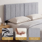 Linen Upholstered Headboard with Solid Wood Legs and Adjustable Width - Image 9