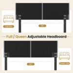 Linen Upholstered Headboard with Solid Wood Legs and Adjustable Width - Image 10