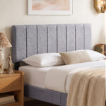 Linen Upholstered Headboard with Solid Wood Legs and Adjustable Width - Image 7