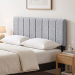 Linen Upholstered Headboard with Solid Wood Legs and Adjustable Width - Image 2