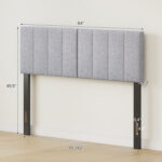 Linen Upholstered Headboard with Solid Wood Legs and Adjustable Width - Image 5