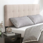 Linen Upholstered Headboard with Solid Rubber Wood Legs - Image 2