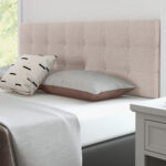 Linen Upholstered Headboard with Solid Rubber Wood Legs - Image 4