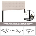 Linen Upholstered Headboard with Solid Rubber Wood Legs - Image 7
