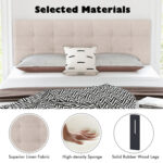 Linen Upholstered Headboard with Solid Rubber Wood Legs - Image 8