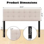 Linen Upholstered Headboard with Solid Rubber Wood Legs - Image 5