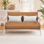 Loveseat Sofa for Small Spaces with Throw Pillows Rubber Wood Frame Padded Seat - Image 6