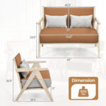 Loveseat Sofa for Small Spaces with Throw Pillows Rubber Wood Frame Padded Seat - Image 5