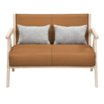Loveseat Sofa for Small Spaces with Throw Pillows Rubber Wood Frame Padded Seat - Image 4