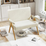 Loveseat Sofa with Armrests and Wooden Legs - Image 2