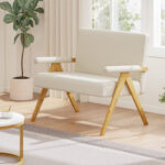 Loveseat Sofa with Armrests and Wooden Legs - Image 3