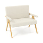 Loveseat Sofa with Armrests and Wooden Legs
