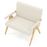 Loveseat Sofa with Armrests and Wooden Legs - Image 4