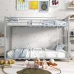 Low Profile Twin Over Twin Metal Bunk Bed with Full-length Guardrails - Image 3