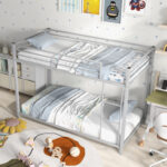 Low Profile Twin Over Twin Metal Bunk Bed with Full-length Guardrails - Image 6