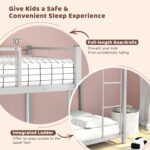 Low Profile Twin Over Twin Metal Bunk Bed with Full-length Guardrails - Image 7