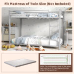 Low Profile Twin Over Twin Metal Bunk Bed with Full-length Guardrails - Image 9