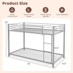 Low Profile Twin Over Twin Metal Bunk Bed with Full-length Guardrails - Image 5