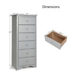 Modern Grey 6 Drawer Tall Wood Dresser Chest - Image 3