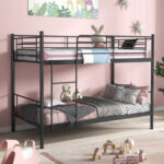 Metal Bunk Bed with Ladder and Full-length Guardrails - Image 2