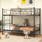 Metal Bunk Bed with Ladder and Full-length Guardrails - Image 3