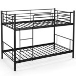 Metal Bunk Bed with Ladder and Full-length Guardrails