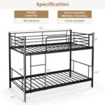 Metal Bunk Bed with Ladder and Full-length Guardrails - Image 5