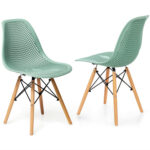 Modern 3-Piece Dining Set: Round Table with Set of 2 Hollow Plastic Chairs - Image 5