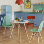 Modern 3-Piece Dining Set: Round Table with Set of 2 Hollow Plastic Chairs - Image 2