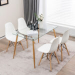 5 Pieces Rectangle Dining Table Set with 51 Inch Glass Tabletop - Image 2