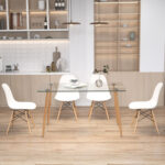 5 Pieces Rectangle Dining Table Set with 51 Inch Glass Tabletop - Image 3