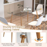 5 Pieces Rectangle Dining Table Set with 51 Inch Glass Tabletop - Image 6